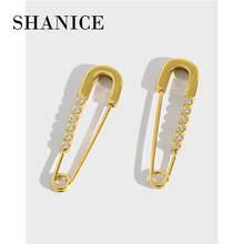 SHANICE 925 Sterling Silver Safety Pin Studs Earrings for Women Gothic Fashion White Crystal CZ Earrings Female Korean Jewelry 2024 - buy cheap
