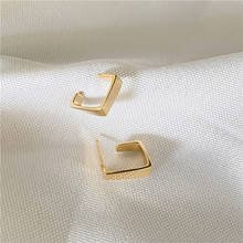 Золотые медные геометрические серьги для женщин, квадратные металлические корейские серьги-гвоздики, Простые Модные украшения для свадебной вечеринки, оптовая продажа 2024 - купить недорого
