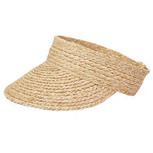 Chapéu de palha vazio tecido de ráfia k73, temperamento dobrável ajustável, protetor solar, fim de ano, para praia e férias, 2024 - compre barato
