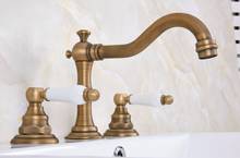 Torneira retrô de bronze para banheira, torneira retrô de montagem de duas válvulas para cuba de banheiro com 3 buracos man073 2024 - compre barato