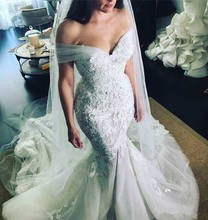 Vintage Mermaid Lace Wedding Dresses 2021 robe de mariee Off The Shoulder Wedding Gowns Custom Made Applique Tulle Bridal Dress 2024 - buy cheap