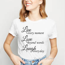 Camiseta feminina manga curta e branca, camiseta estampa de letras do amor ao vivo, 90s, roupa feminina de verão 2024 - compre barato