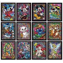 Mosaico para bordado com 5d diamantes quadrados full-abertos pintura "disney personagem dos desenhos animados rato gato" bordado ponto cruz mosaico em casa 2024 - compre barato