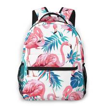 Hojas de palma Tropical para mujer, mochilas escolares exóticas con flamencos y flores de hibisco, bolso de viaje para estudiantes, mochila informal 2024 - compra barato