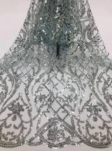 Super quality Nigerian french tulle lace fabric embroidered tulle lace fabric JIANXI.C-94604 with beads 2024 - buy cheap