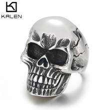 Kalen Vintage Gothic Style 6mm Men's Stainless Steel Skull Ring Charm Jewelry Accessories 2024 - buy cheap