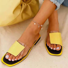 2021 Women's Slippers Summer Female Transparent Patchwork Flats Casual Sandals Ladies Color Matching Outdoor Beach Flat Slides 2024 - buy cheap