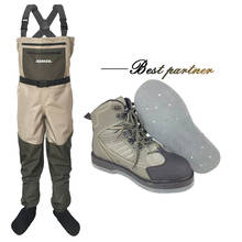 Fly Fishing Clothes and Shoes Aqua Sneakers Wading Clothing Set Breathable Rock 12 Nails Felt Sole Boots Wader Pants FXMD1 2024 - buy cheap