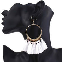 SUMENG Bohemia Tassel Earrings For Women Ethnic Big Drop Earrings Fashion Jewelry Trendy Cotton Rope Fringe Long Dangle Earrings 2024 - buy cheap