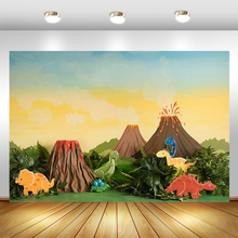 MOCSICKA Cartoon Dinosaur Birthday Backdrop Volcanic Jurassic Jungle Photography Backdrops Dinosaur Egg Child Photo Backgrounds 2024 - buy cheap