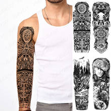 Водостойкая временная татуировка на всю руку, наклейка, маори тотем, индийские этнические демоны, флэш-татуировки, Мужское боди-арт, искусственный рукав, тату для женщин 2024 - купить недорого