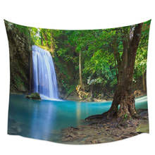 Green Forest Waterfall Jorin Wall Tapestry Cover Beach Towel Picnic Yoga Mat Home Decoration 2024 - buy cheap