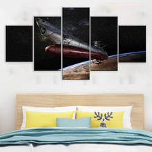 Pintura en lienzo de Space Battleship Yamato, arte de pared, pintura Modular, papel tapiz, Impresión de póster para decoración del hogar y sala de estar, 5 piezas 2024 - compra barato