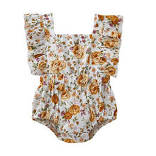Floral do bebê recém-nascido menina macacão sem mangas outfits sunsuit roupas do bebê meninas plissado macacão verão 2024 - compre barato