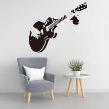 Adesivo de parede de guitarra criativa, arte diy para decoração de casa, adesivos de parede de vinil para decoração de sala de estar, quarto, decalques de decoração 2024 - compre barato