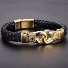 Stainless Steel Aztec Braided Leather Bracelet Pulseras Unique Genuine Leather Men Male Bracelets Fashion Bangles 2024 - buy cheap