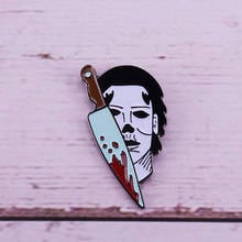 Michael Myers pin murder mask badge horror movie brooch Halloween scare gift 2024 - buy cheap