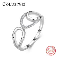 Colusiwei-anillo geométrico de Plata de Ley 925 para mujer, joyería brillante de circonia cúbica transparente, estilo Hipérbola, joyería de fiesta 2024 - compra barato