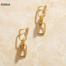 SOMMAR Fashion New Brand Design Luxurio 18KGP Gold Filled Maiden stud earrings two squares women earrings jewellery 2024 - buy cheap