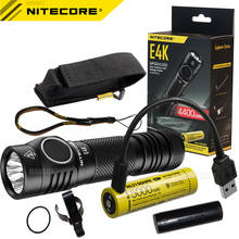 Светодиодный фонарик NITECORE E4K, 4400 люмен, 4X CREE XP-L2 V6, компактный фонарик для повседневного использования, батарея 5000 мАч, 21700, для походов, рыбалк... 2024 - купить недорого