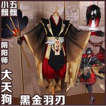 Game Onmyoji Taitengu Black Gold Feather Blade Combat Suit Kimono Cosplay Costume Role Play Halloween Women Free shipping 2020 2024 - buy cheap