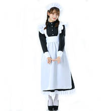 Cosplay maid traje cosplay maid uniforme mais café vestido longo preto e branco trajes de halloween para mulher 2024 - compre barato