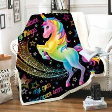 Rainbow Unicorn Blanket For Bed Sofa Warm Cotton Lamb Wool Cozy Blanket Throw Blankets Rectangle Office Blanket Weighted Blanket 2024 - buy cheap