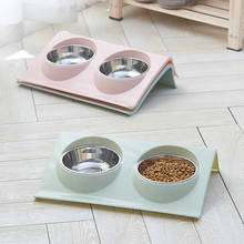 Double Dog Cat Bowls Premium Stainless Steel Pet Food Bowls Splash-proof Feeding Dishes Food Water Feeder Pets Supplies 2024 - buy cheap