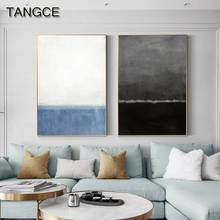 Pintura abstracta en blanco y negro sobre lienzo, póster azul moderno e impresión de cuadro de pared para sala de estar, cuadro minimalista, arte de pared 2024 - compra barato
