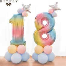 Juego de 17 unids/set de globos de cumpleaños para niños, globos de aluminio con números de arcoíris, decoraciones para fiestas de primer cumpleaños, globos de feliz cumpleaños 2024 - compra barato