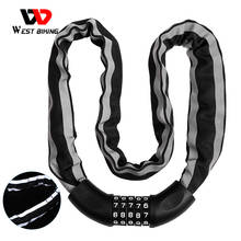 WEST BIKING 94cm Reflective Bicycle Lock 5 Digital Password Anti-theft Locks Security Motorcycle Cycling MTB Bike Chain Lock 2024 - buy cheap