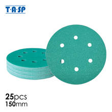 TASP 25pcs 150mm 6" Film Sandpaper Disc Abrasive Tools Anti Clog Wet & Dry Hook & Loop Sanding Paper Backing Grits 60~400 2024 - buy cheap