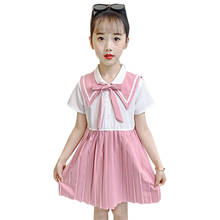 Dresses For Girls Patchwork Girl Party Dress Navy Style Child Dress Summer Children's School Costumes For Girls 2024 - buy cheap