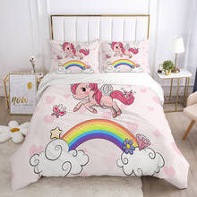 Cartoon Duvet Cover Set 3D Pink Unicorn Children Bedding Set For Kids Baby Comforter Cover Pillowcases Girls Bed Set 2024 - buy cheap