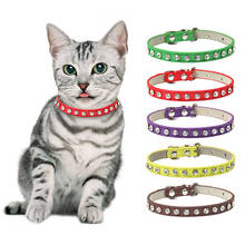 Pet Neck Strap Crystal Rhinestone Cat Collar Puppy Super Shining Baby Dog Puppy Leather Strap Kitten Necklaces 2024 - buy cheap