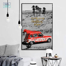 Posters do carro do vintage moderno nórdico vermelho ônibus pintura da lona para decoração de casa hd impressão parede arte imagem para sala estar sem moldura 2024 - compre barato