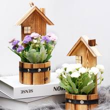 Artificial Lilac Flower Bonsai Simulation Portable Wooden House Fake Potted Plant Faux Silk Flower for Home Decoration 2024 - buy cheap