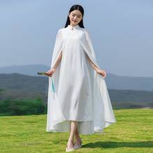 Женское длинное платье в китайском ретро-стиле Hanfu, белый светильник-голубой халат и платье Hanfu, комплект из 2 предметов в современном стиле, Новинка лета 12027 2024 - купить недорого
