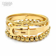 FYSARA Titanium Steel Gold Ball Bead Bracelets Men Belt Bangles Street Hip Hop Jewelry Accessories 2024 - buy cheap