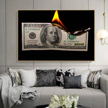 Картина на холсте с изображением сжигающего 100 доллара, Билла, настенный плакат, Декоративная Настенная картина в скандинавском стиле для декора гостиной 2024 - купить недорого