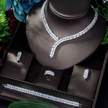 HIBRIDE New Leaf Design AAA Zirconia Set Paved CZ Crystal White Color Wedding 4pcs Dubai Jewelry Set for Bridal Dress N-1158 2024 - buy cheap