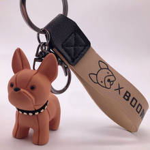 LLavero de moda de Bulldog de cuero PU, llavero de perro Animal, soporte de bolso, abalorio, accesorios de bolso, bolígrafo de estilo Punk 2024 - compra barato