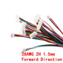 5/10 pces conector de cabo zh 1.5 jst único conectores de fio eletrônico 2/3/4/5/6/7/8 pinos 100mm diy linha para a frente direção 28awg 2024 - compre barato