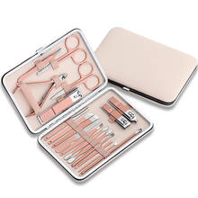 12/18Pcs Professional Stainless Steel Rose Gold Nail Clippers Set Scissors Tweezer Ear Pick Pedicure Manicure Set With Carry Box 2024 - buy cheap