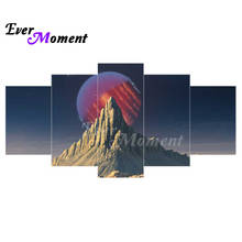 Ever Moment Diamond Painting Moon Mountain Full Square Resin Drill Artwork Crystal Beads Art Handicraft Multi-picture 1M008 2024 - buy cheap