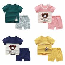 Conjunto de roupas infantis para bebês, camisetas e shorts de algodão para recém-nascidos, meninos e meninas, 100% 2024 - compre barato