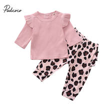 Pudcoco Baby Girls Clothes 2020 Spring Newborn Clothes Kids Long Sleeve Knitted Pink Tops + Leopard Print Pants Cotton Outfits 2024 - buy cheap