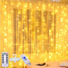 Cortina de luces LED con USB de 3M, con Control remoto guirnalda, luz de hadas LED para Navidad, Año Nuevo, boda, fiesta, decoración del hogar y al aire libre 2024 - compra barato