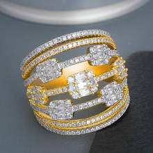 Luxo anéis grandes aaa zircônia cúbica micro pave configuração multi-camadas completo dedo anel nigéria casamento & festa jóias para mulher 2024 - compre barato