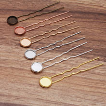 20 Pieces U-shape Hair Forks Copper Hair Sticks Bun Hair Clip Round Cabochon Base DIY Jewelry Making 2024 - buy cheap